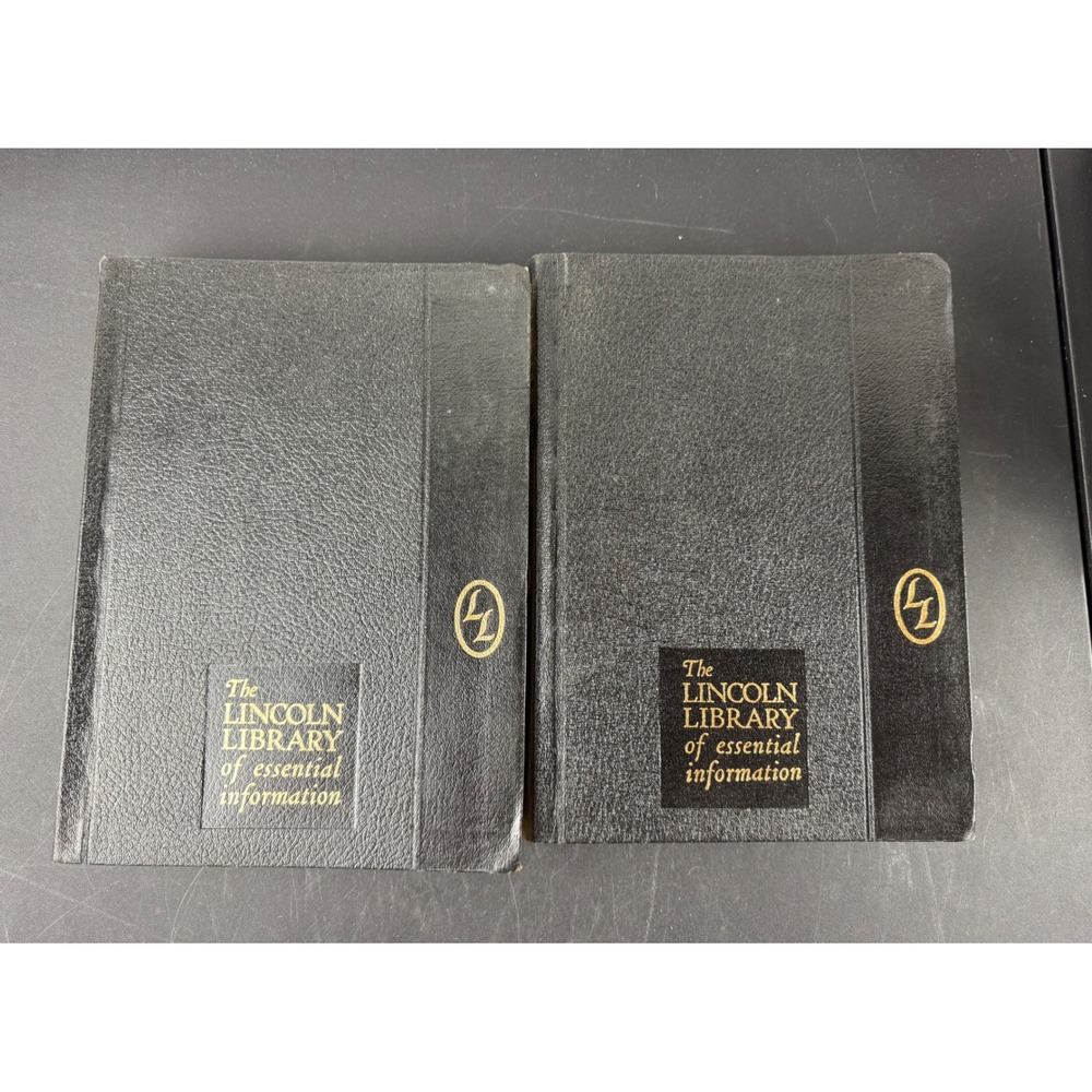 Vintage The Lincoln Library of‎ Essential Information 2 Volume Set Black Gold